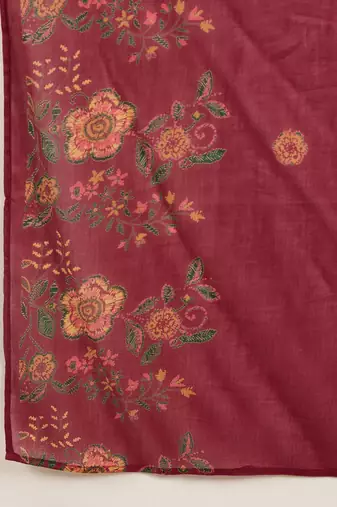 Women Floral Printed Beads and Stones Pure Cotton Kurta with Trousers & Dupatta