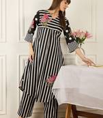 Floral Printed Thread Work Pure Cotton Kurta With Palazzos
