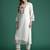 Floral Embroidered Regular Linen Kurta with Trousers & Dupatta