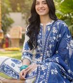 Women Floral Printed Cotton Kurta with Trousers & Dupatta