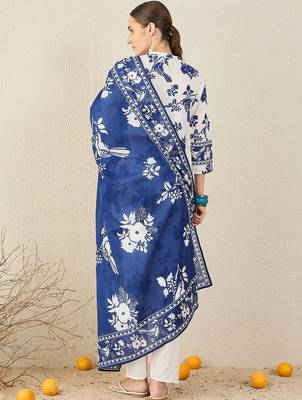 Women Floral Printed Cotton Kurta with Trousers & Dupatta 5