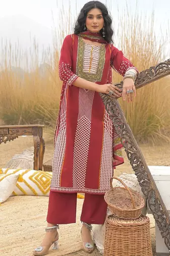 Women Printed Regular Pure Cotton Kurta with Trousers & With Dupatta