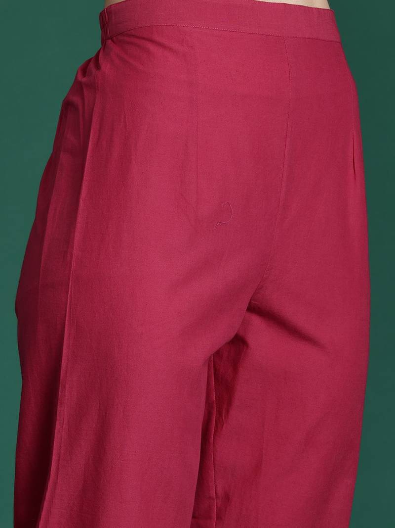 Floral Printed Pure Cotton Kurta with Trousers & Dupatta