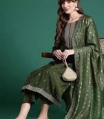 Ethnic Motifs Embroidered Sequinned Kurta with Trousers & Dupatta