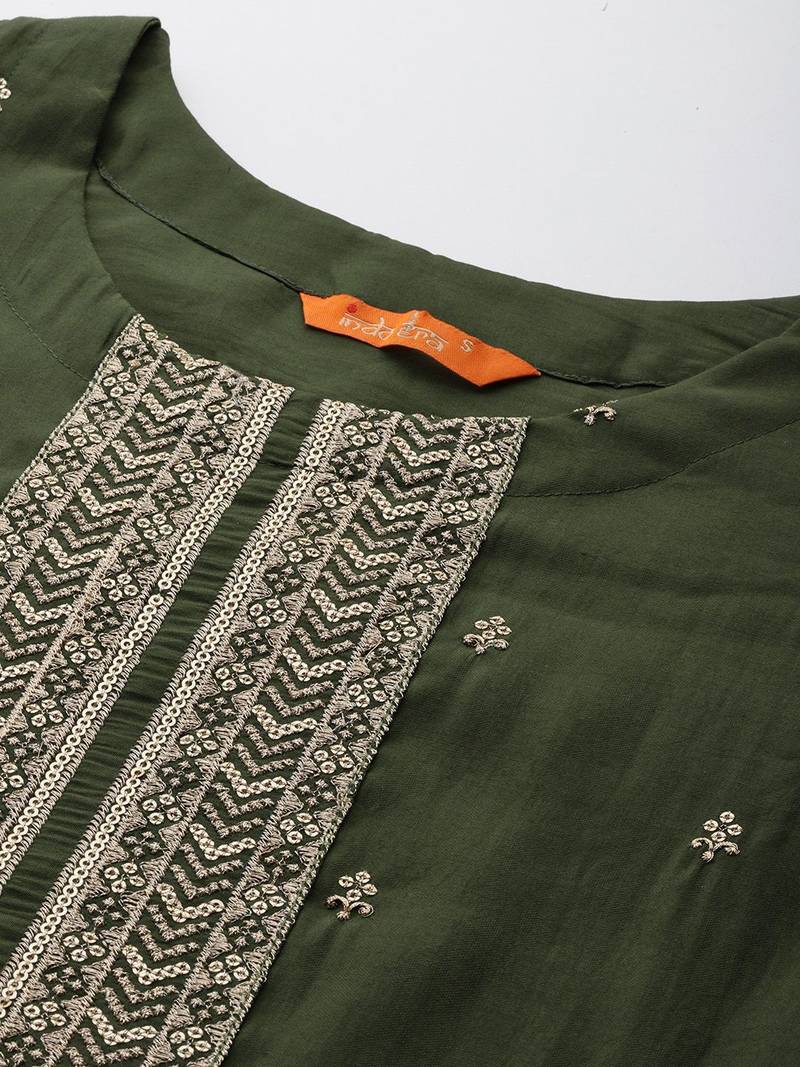 Ethnic Motifs Embroidered Sequinned Kurta with Trousers & Dupatta