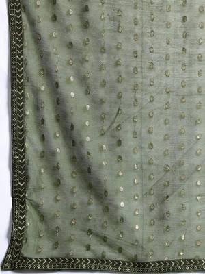 Ethnic Motifs Embroidered Sequinned Kurta with Trousers & Dupatta 4