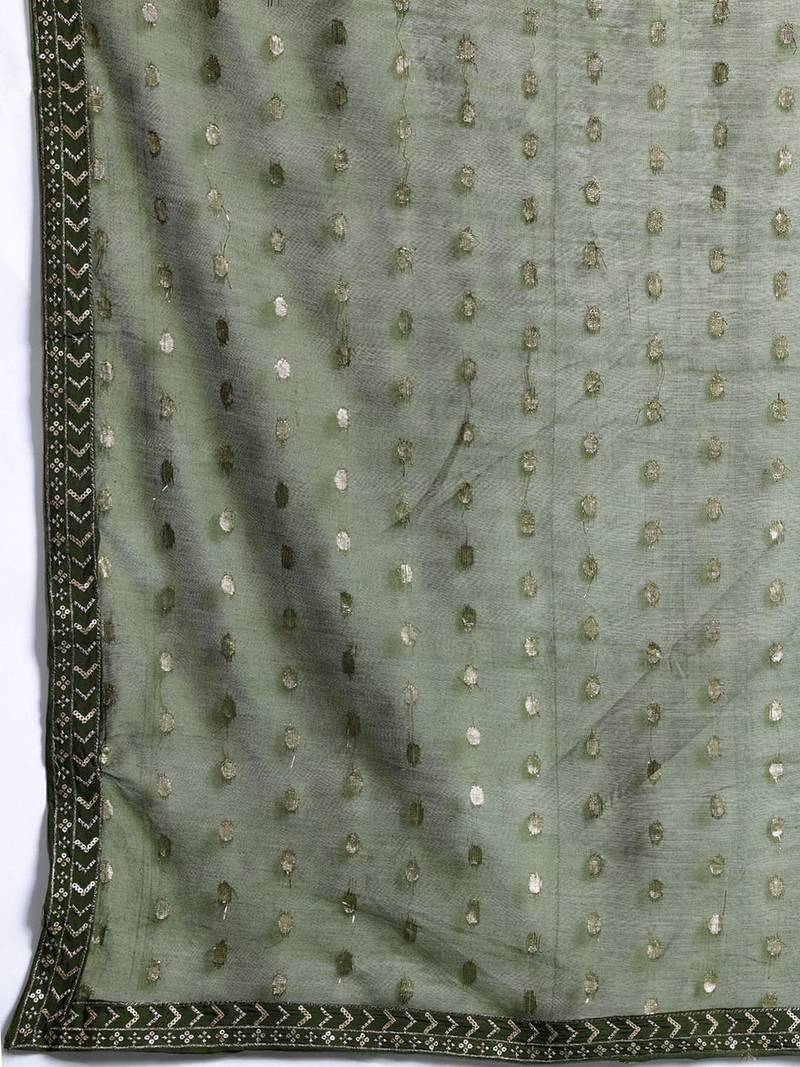 Ethnic Motifs Embroidered Sequinned Kurta with Trousers & Dupatta