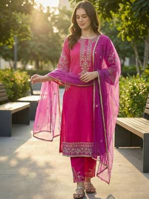Women Ethnic Motifs Regular Kurta with Trousers & With Dupatta 1