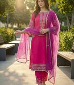 Women Ethnic Motifs Regular Kurta with Trousers & With Dupatta