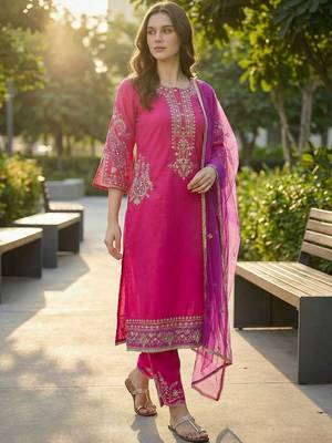 Women Ethnic Motifs Regular Kurta with Trousers & With Dupatta 2