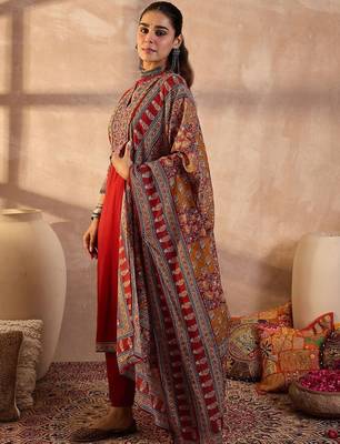 Women Ethnic Motifs Embroidered Beads and Stones Pure Cotton Kurta with Trousers 5