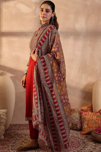 Women Ethnic Motifs Embroidered Beads and Stones Pure Cotton Kurta with Trousers