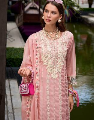 Floral Embroidered Sequinned Straight Kurta with Trouser & Dupatta 1