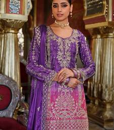 Ethnic Motifs Embroidered Mirror Work Kurta with Palazzos & Dupatta