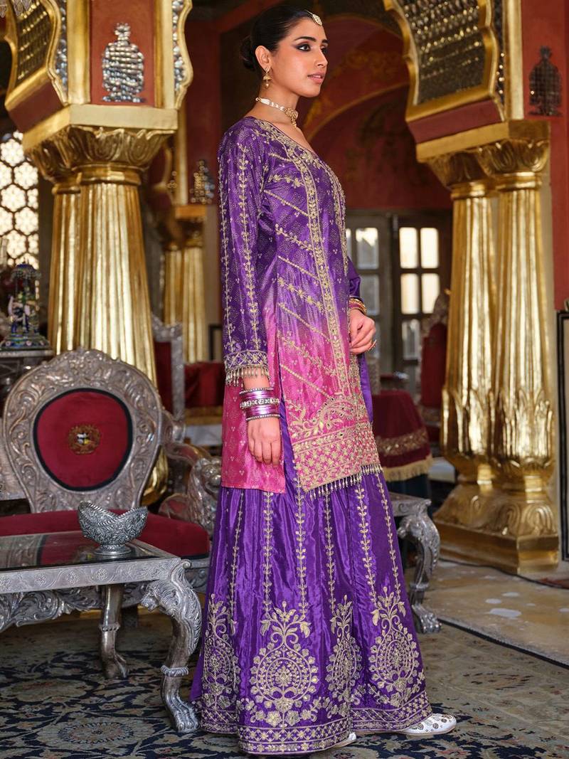 Ethnic Motifs Embroidered Mirror Work Kurta with Palazzos & Dupatta