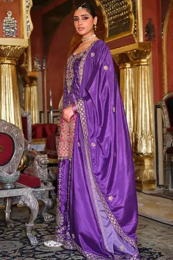 Ethnic Motifs Embroidered Mirror Work Kurta with Palazzos & Dupatta