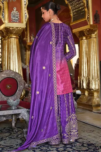 Ethnic Motifs Embroidered Mirror Work Kurta with Palazzos & Dupatta