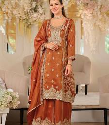 Women Ethnic Motifs Embroidered Regular Thread Work Kurta with Palazzos & With Dupatta