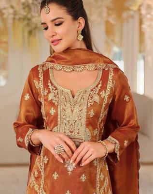 Women Ethnic Motifs Embroidered Regular Thread Work Kurta with Palazzos & With Dupatta 2