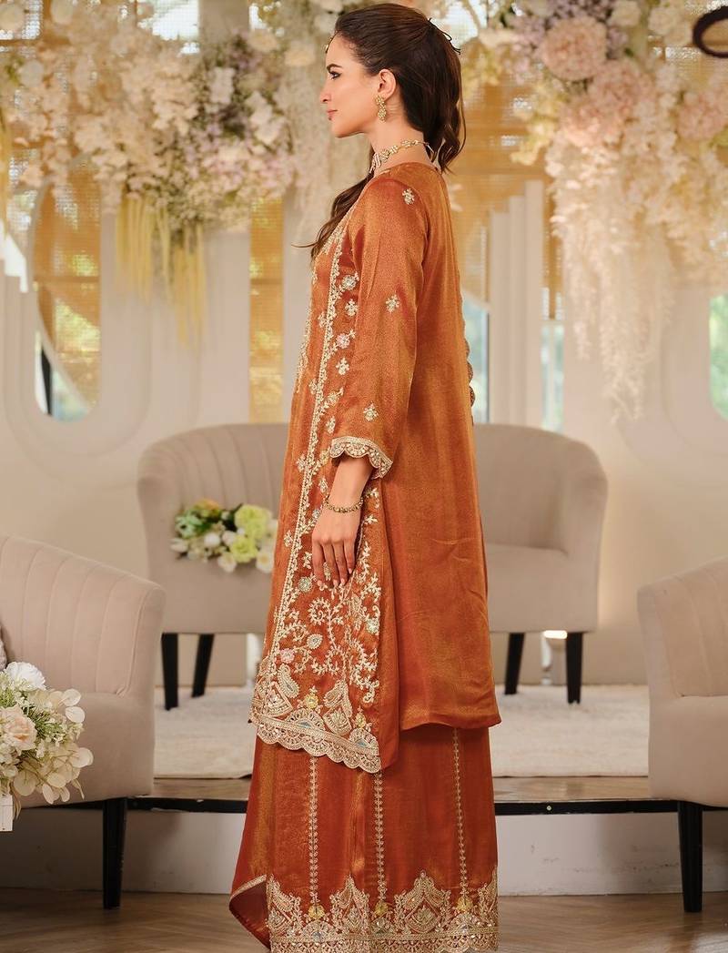 Women Ethnic Motifs Embroidered Regular Thread Work Kurta with Palazzos & With Dupatta