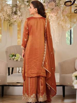 Women Ethnic Motifs Embroidered Regular Thread Work Kurta with Palazzos & With Dupatta 7