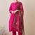 Floral Yoke Design Notch Neck Thread Work Straight Kurta With Trousers & Dupatta
