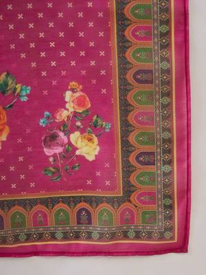 Floral Yoke Design Notch Neck Thread Work Straight Kurta With Trousers & Dupatta 4