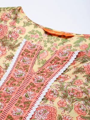 Floral Printed Pure Cotton Kurta with Salwar & With Dupatta 2