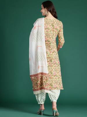 Floral Printed Pure Cotton Kurta with Salwar & With Dupatta 7