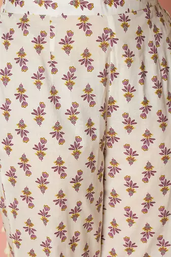 Floral Printed Key Hole Neck Pure Cotton Kurta With Trousers & Dupatta