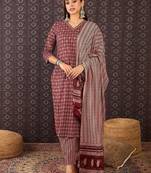 Women Printed Regular Pure Cotton Kurta with Trousers & With Dupatta