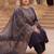 Plus Size Black Printed Straight Kurta Trousers With Dupatta Set