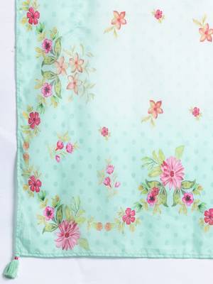 Floral Embroidered Thread Work Linen Kurta with Trousers & With Dupatta 4