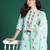 Floral Embroidered Thread Work Linen Kurta with Trousers & With Dupatta