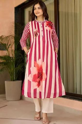 Women Printed Regular Pure Cotton Kurta with Trousers