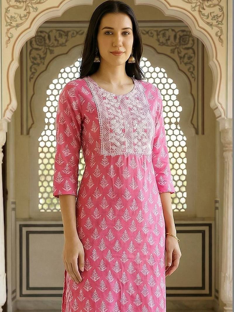 Women Ethnic Motifs Printed Regular Thread Work Kurta with Trousers