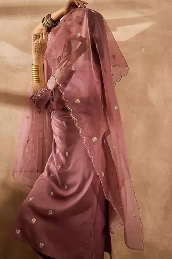 Women Ethnic Motifs Embroidered Regular Sequinned Kurta with Trousers & With Dupatta
