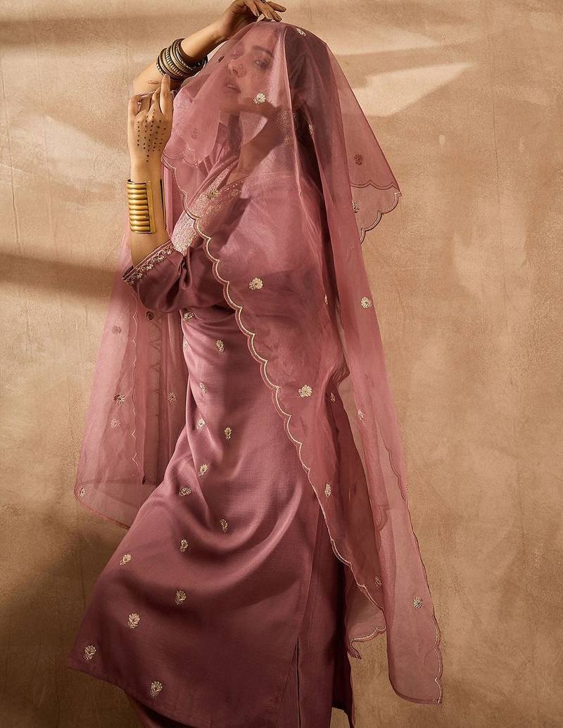 Women Ethnic Motifs Embroidered Regular Sequinned Kurta with Trousers & With Dupatta