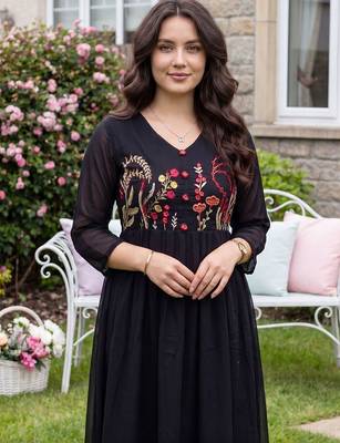 Women Ethnic Motifs Embroidered Empire Thread Work Pure Cotton Kurta with Trousers & With Dupatta 4