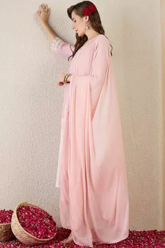Women Floral Printed Linen Kurta with Trousers & Dupatta