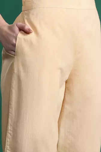 Floral Embroidered Sequinned Linen Kurta with Trousers & With Dupatta