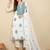 Floral Embroidered Thread Work Organza Straight Kurta With Trousers & Dupatta
