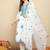 Floral Embroidered Thread Work Organza Straight Kurta With Trousers & Dupatta