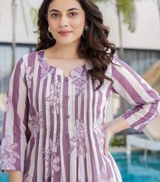 Floral Printed Notch Neck Pure Cotton A-Line Kurta With Trousers