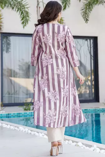Floral Printed Notch Neck Pure Cotton A-Line Kurta With Trousers