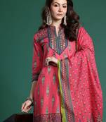 Ethnic Motifs Printed Pure Cotton Kurta with Trousers & Dupatta