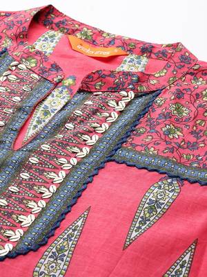 Ethnic Motifs Printed Pure Cotton Kurta with Trousers & Dupatta 2