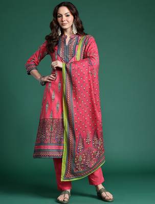 Ethnic Motifs Printed Pure Cotton Kurta with Trousers & Dupatta 5