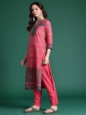 Ethnic Motifs Printed Pure Cotton Kurta with Trousers & Dupatta 6