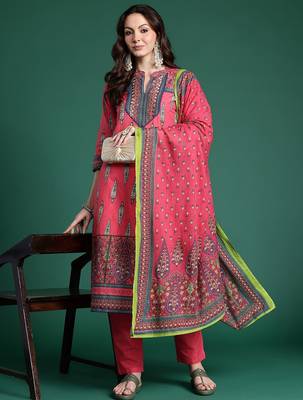 Ethnic Motifs Printed Pure Cotton Kurta with Trousers & Dupatta 8
